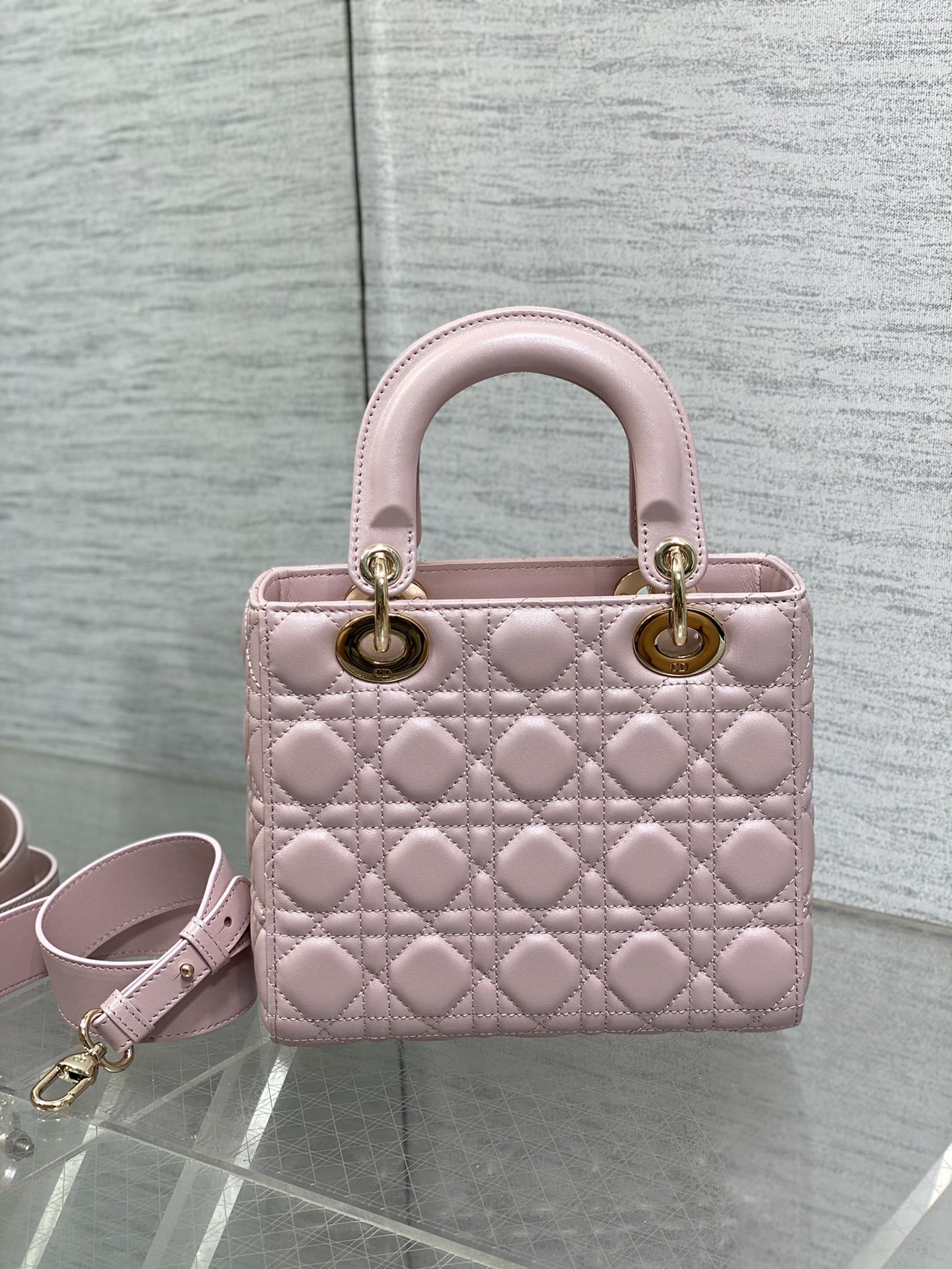 Small Lady Dior My ABCDior Bag Pale Pink Cannage Lambskin